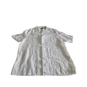 Theory Men’s Shirt XXL‎ 100% Linen Ivory Short Sleeve Button Front Casual Resort